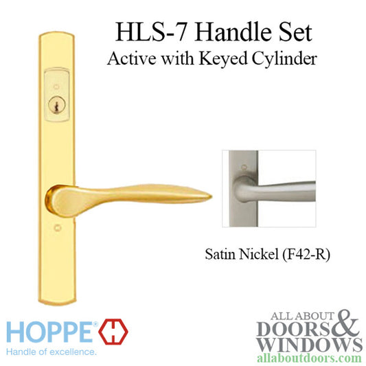 HOPPE HLS7 Handle Set with New Orleans Lever Keyed Active Satin Nickel