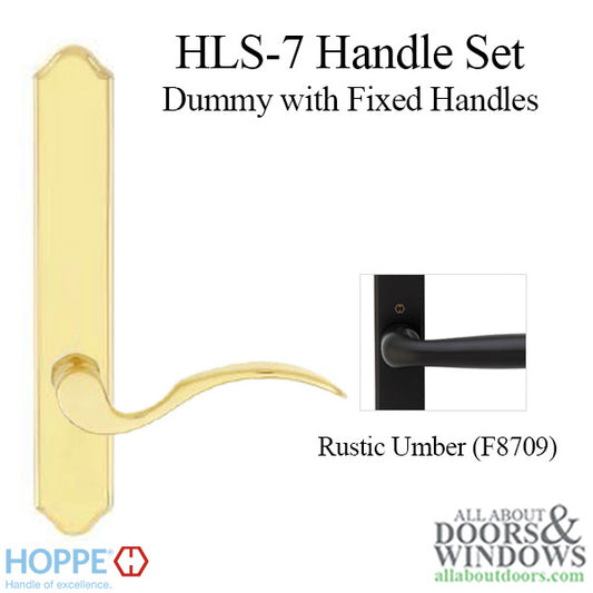 HOPPE HLS7 Handle Set with Munchen Lever Dummy with Fixed Handles Rustic Umber