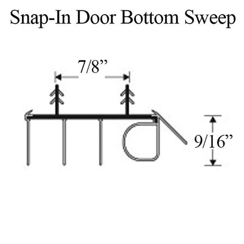 Door Bottom Sweep, Snap-In, 2 Barbs at 7/8