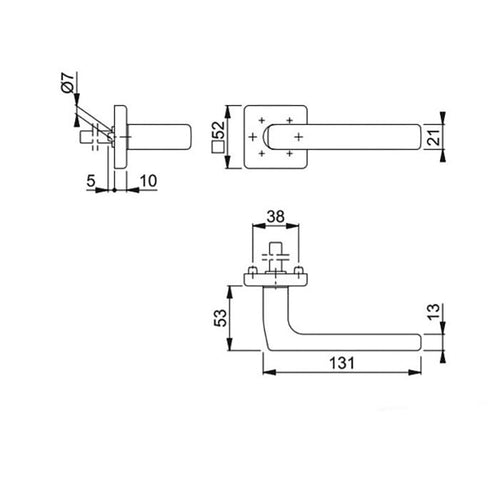 Hoppe Dallas Half Handle for Interior Entrance Doors - Stainless Steel - Hoppe Dallas Half Handle for Interior Entrance Doors - Stainless Steel