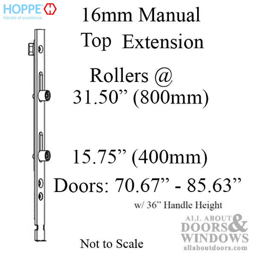 16mm Manual 4 Roller Top Extension, Rollers at 15.75