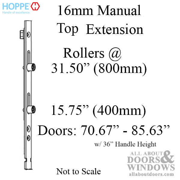 16mm Manual 4 Roller Top Extension, Rollers at 15.75