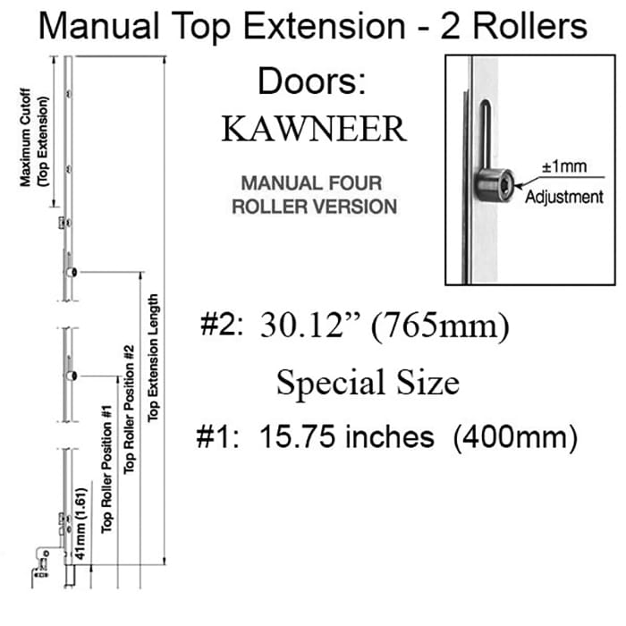 Middle Extension, 808mm, 2 Rollers at 400mm and 765mm - Middle Extension, 808mm, 2 Rollers at 400mm and 765mm