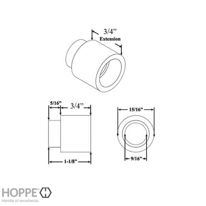 Hoppe Handle Extension, Active / Inactive Trim 3/4