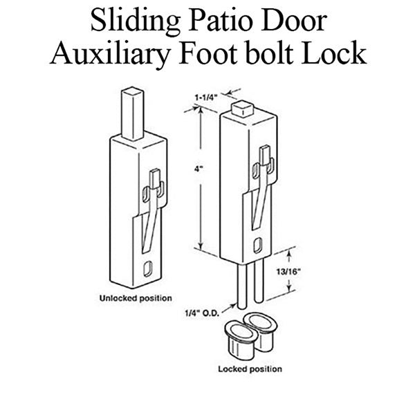 Auxiliary Foot Bolt Lock for Sliding Patio Door - Auxiliary Foot Bolt Lock for Sliding Patio Door