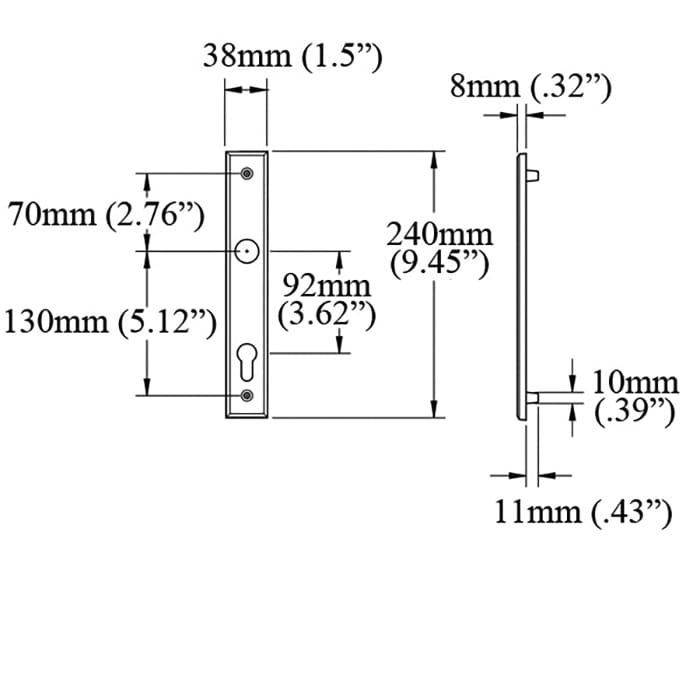 HOPPE Dallas Interior Backplate M2161N for Active/Inactive Handlesets - Satin Nickel - HOPPE Dallas Interior Backplate M2161N for Active/Inactive Handlesets - Satin Nickel