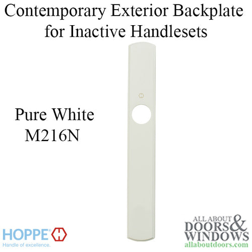 HOPPE Contemporary Exterior Backplate M216N for Inactive Handlesets - Pure White - HOPPE Contemporary Exterior Backplate M216N for Inactive Handlesets - Pure White