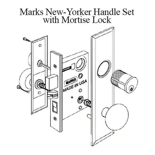 Marks New Yorker Entrance Handle Set Right Handed Door Handle With Lock - Marks New Yorker Entrance Handle Set Right Handed Door Handle With Lock