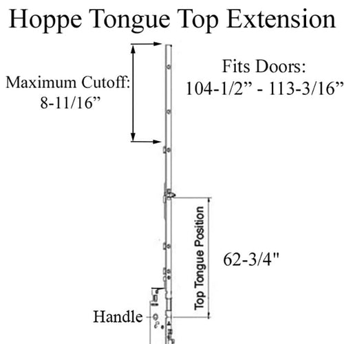 Hoppe 16mm Manual Top Extension, Tongue at 62.76