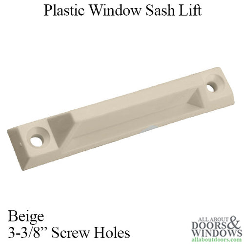 Plastic Sash Lift with 3-3/8 Inch Screw Holes - Beige - Plastic Sash Lift with 3-3/8 Inch Screw Holes - Beige