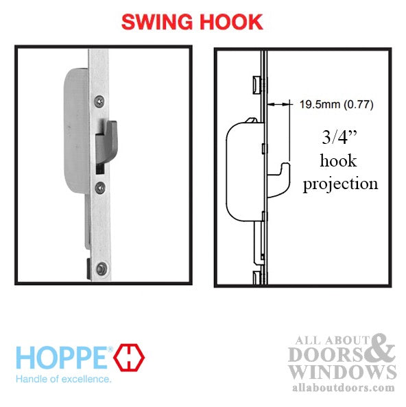 16mm Top Extension Doors 78.54-79.25” Swing Hook @ 35.43