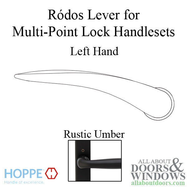 Ródos Lever Handle for Left Handed Multipoint Lock Handlesets - Rustic Umber - Ródos Lever Handle for Left Handed Multipoint Lock Handlesets - Rustic Umber