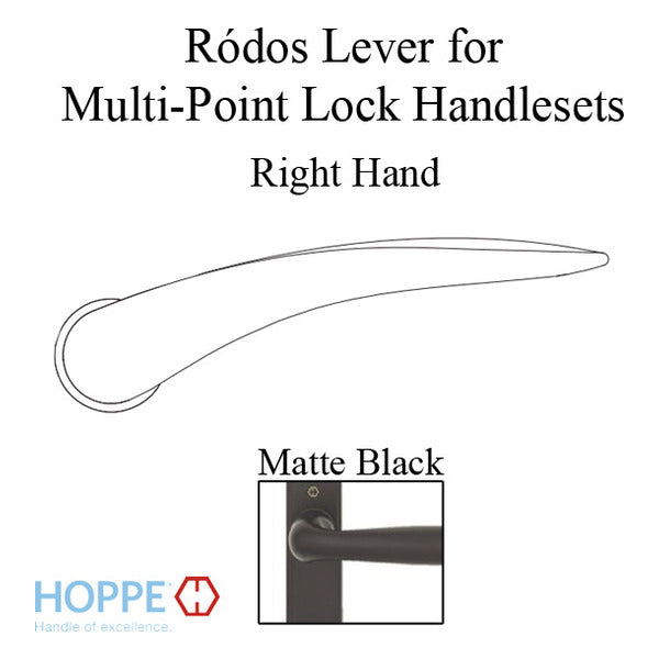 Ródos Lever Handle for Right Handed Multipoint Lock Handlesets - Matte Black - Ródos Lever Handle for Right Handed Multipoint Lock Handlesets - Matte Black