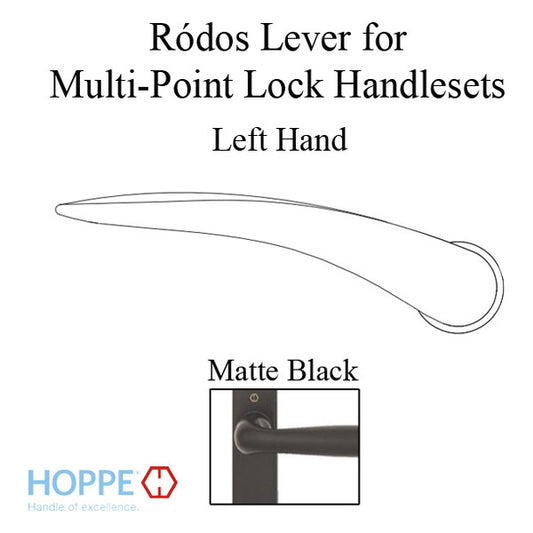 Ródos Lever Handle for Left Handed Multipoint Lock Handlesets - Matte Black