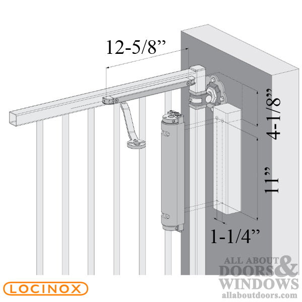 Locinox Verticlose Hydraulic Gate Closer for Large Gates Up to 330 Lbs - Locinox Verticlose Hydraulic Gate Closer for Large Gates Up to 330 Lbs