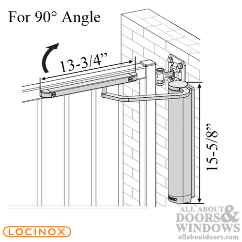 Locinox Wall-Mounted Verticlose-2 Hydraulic Gate Closer for Large Gates - Silver - Locinox Wall-Mounted Verticlose-2 Hydraulic Gate Closer for Large Gates - Silver