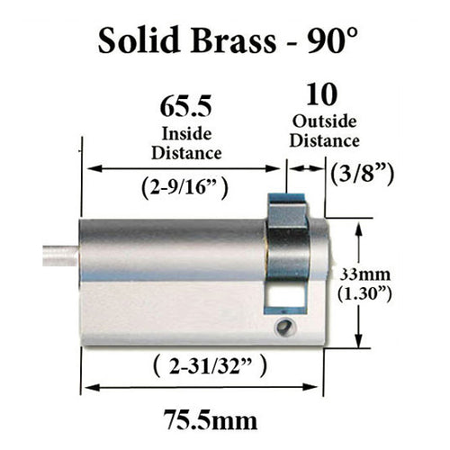 65.5/10 Hoppe Inactive 90° Non-Logo Non-Keyed Profile Cylinder Lock, No Knob - Choose Color - 65.5/10 Hoppe Inactive 90° Non-Logo Non-Keyed Profile Cylinder Lock, No Knob - Choose Color