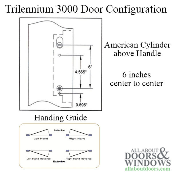 Trilennium 3070 Series Multipoint Lock for 8 Foot Doors Left Hand In Swing No Strike Plates - Trilennium 3070 Series Multipoint Lock for 8 Foot Doors Left Hand In Swing No Strike Plates