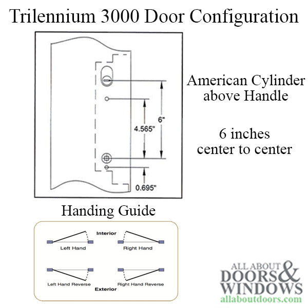 Trilennium 3070 Series Multipoint Lock for 8 Foot Doors Right Hand In Swing No Strike Plates - Trilennium 3070 Series Multipoint Lock for 8 Foot Doors Right Hand In Swing No Strike Plates