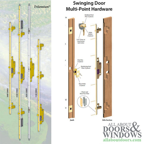 Trilennium 3070 Series Multipoint Lock for 8 Foot Doors Right Hand In Swing No Strike Plates - Trilennium 3070 Series Multipoint Lock for 8 Foot Doors Right Hand In Swing No Strike Plates