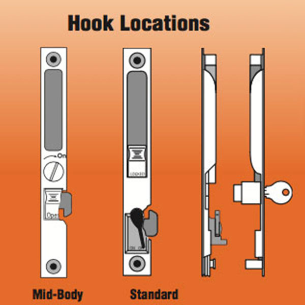 Sliding Patio Door Handle Set, Keyed, Mid-Body Hook, Flush Mount - Sliding Patio Door Handle Set, Keyed, Mid-Body Hook, Flush Mount