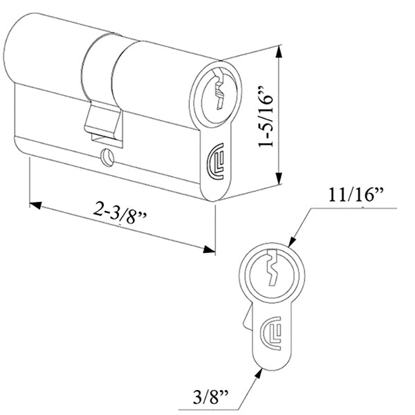Locinox Double Cylinder Keyed on Both Sides 60mm Length - Locinox Double Cylinder Keyed on Both Sides 60mm Length