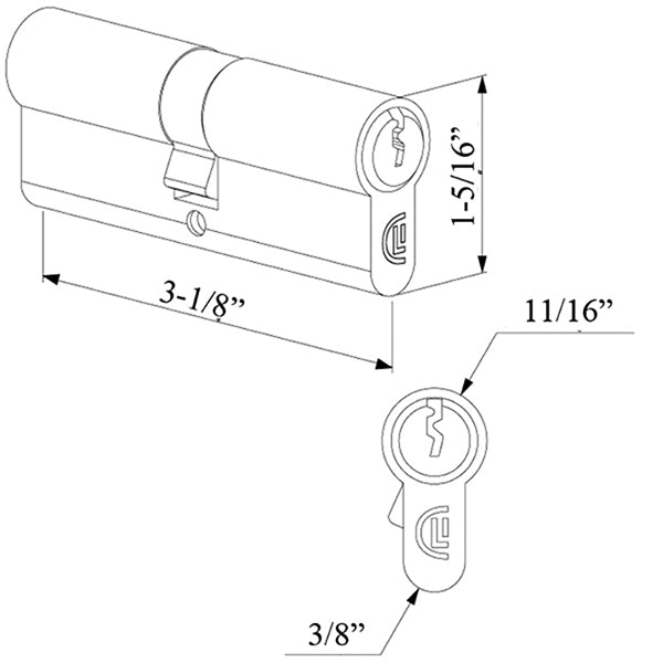 Locinox Double Cylinder Keyed on Both Sides 80mm Length - Locinox Double Cylinder Keyed on Both Sides 80mm Length