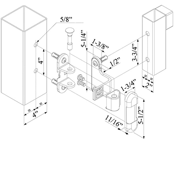 180 Degree 3-Way Locinox Ornamental Hinge Pair - 180 Degree 3-Way Locinox Ornamental Hinge Pair