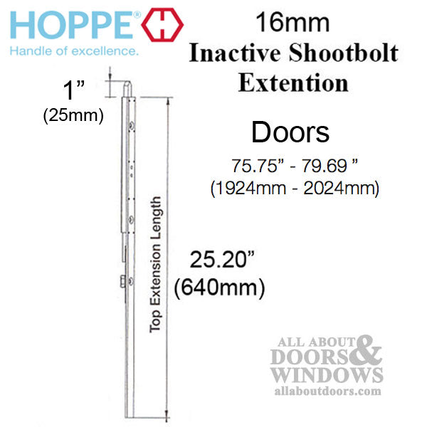 16mm Inactive Top Extension, 25mm Shootbolt Throw, 25.20