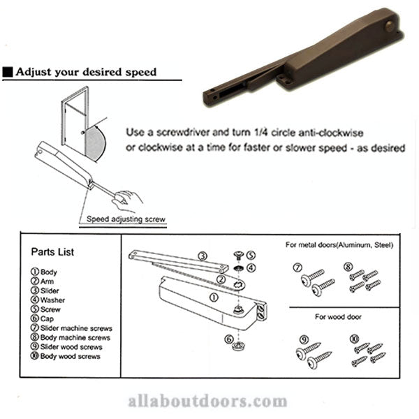 Low Profile Residential Mini Door Closer - Low Profile Residential Mini Door Closer