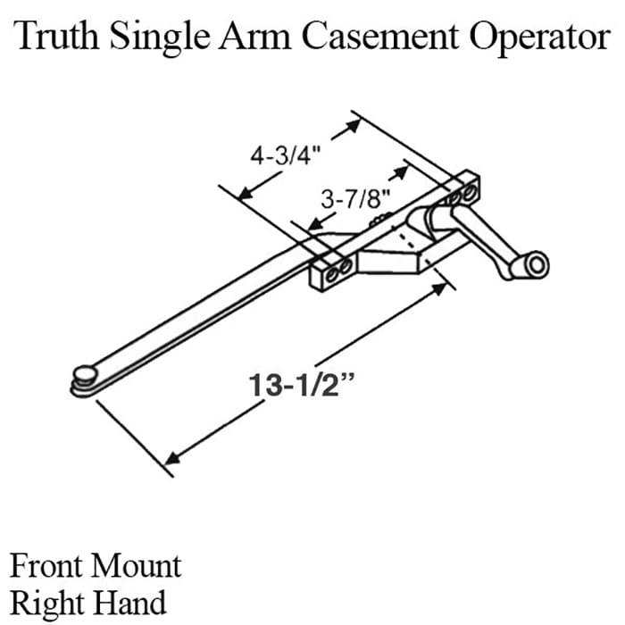 Truth Single Arm Casement Operator, Front Mount, Right Hand - Choose Color - Truth Single Arm Casement Operator, Front Mount, Right Hand - Choose Color