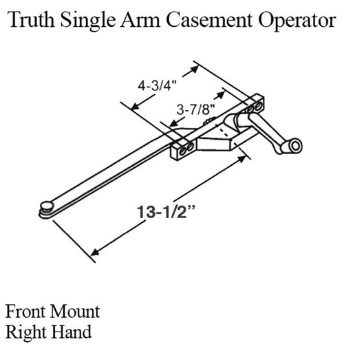 Truth Single Arm Casement Operator, Front Mount, Right Hand - Choose Color - Truth Single Arm Casement Operator, Front Mount, Right Hand - Choose Color