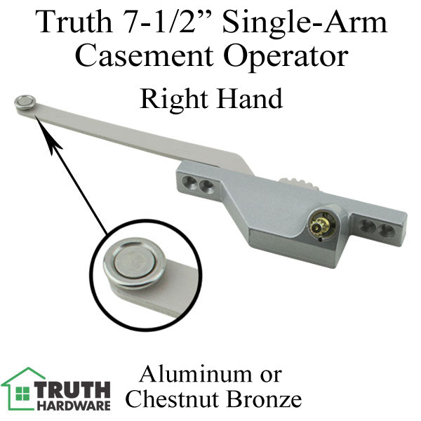 Truth 7-1/2 Single Arm Casement Operator, Front Mount, Right Hand - Choose Color - Truth 7-1/2 Single Arm Casement Operator, Front Mount, Right Hand - Choose Color