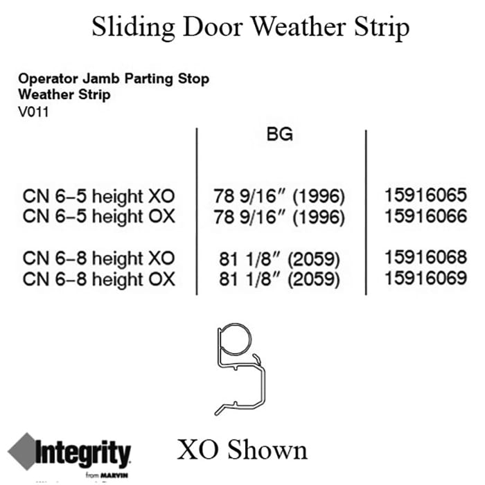 Integrity, CN 6-5 Parting Stop Weather Strip 78-9/16