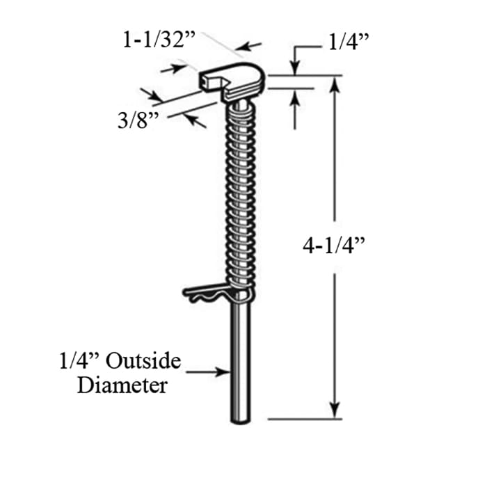 Pivot Rod, 1/4 inch, Top, Metal bi-fold Door - Pivot Rod, 1/4 inch, Top, Metal bi-fold Door