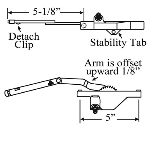Rear Mount Dyad Casement Operator, 5-1/8