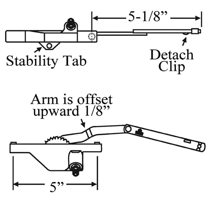Rear Mount Dyad Casement Operators, 5-1/8