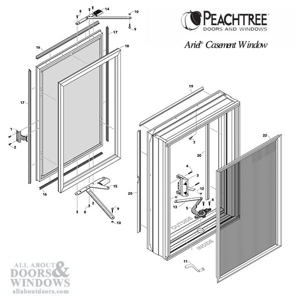 Peachtree Hinge Screw, Pivot: Ariel Casement window - Peachtree Hinge Screw, Pivot: Ariel Casement window