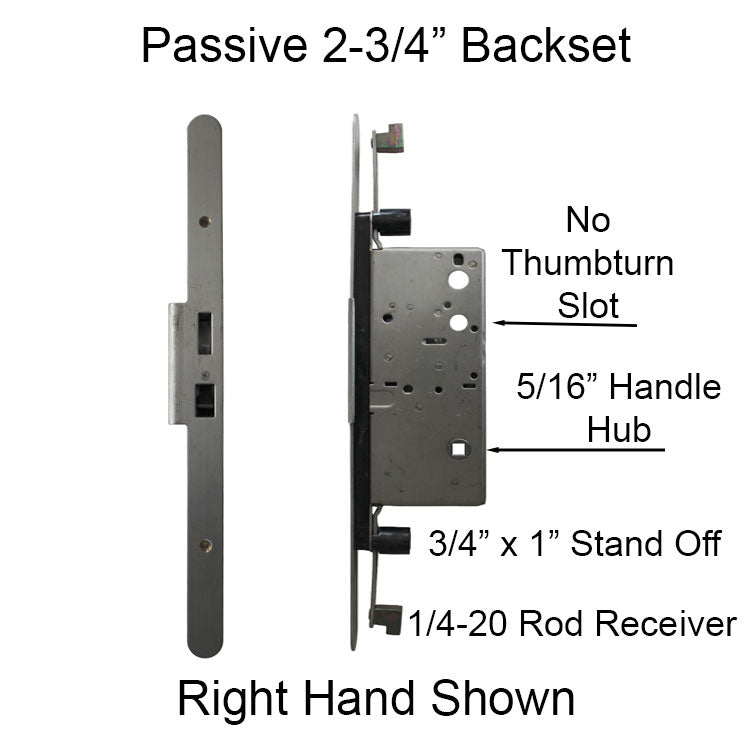 Passive Lock for Concealed Rod 70/92, Right Hand, Radius Faceplate Attached - Passive Lock for Concealed Rod 70/92, Right Hand, Radius Faceplate Attached