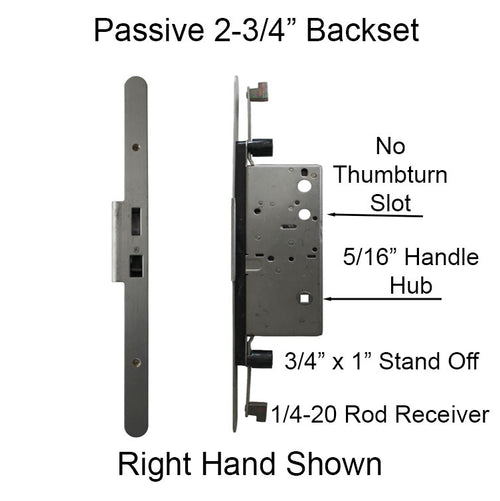 Passive Lock for Concealed Rod 70/92, Right Hand, Radius Faceplate Attached - Passive Lock for Concealed Rod 70/92, Right Hand, Radius Faceplate Attached