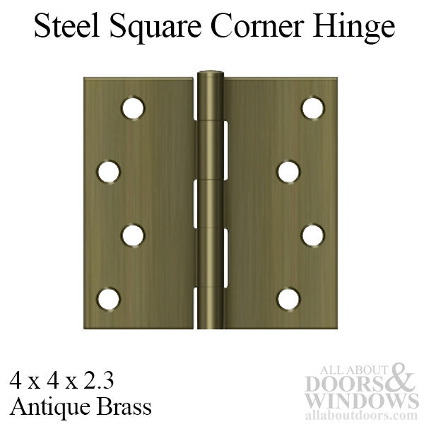 4 x 4 Steel Square Corner Residential Hinge, Pair, With Screws - Choose Color - 4 x 4 Steel Square Corner Residential Hinge, Pair, With Screws - Choose Color