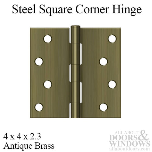 4 x 4 Steel Square Corner Residential Hinge, Pair, With Screws - Choose Color - 4 x 4 Steel Square Corner Residential Hinge, Pair, With Screws - Choose Color