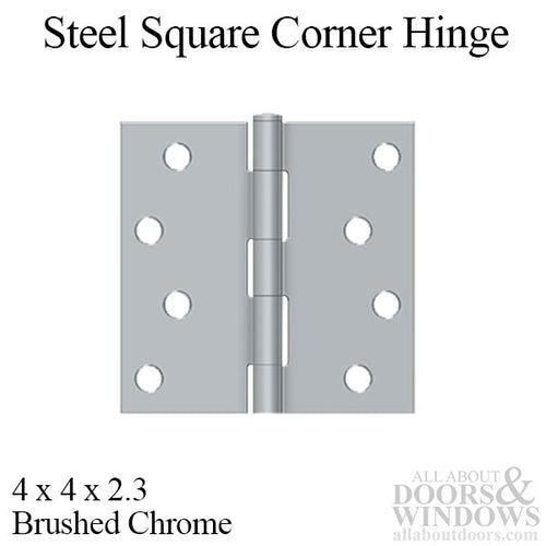 4 x 4 Steel Square Corner Residential Hinge, Pair, With Screws - Choose Color - 4 x 4 Steel Square Corner Residential Hinge, Pair, With Screws - Choose Color