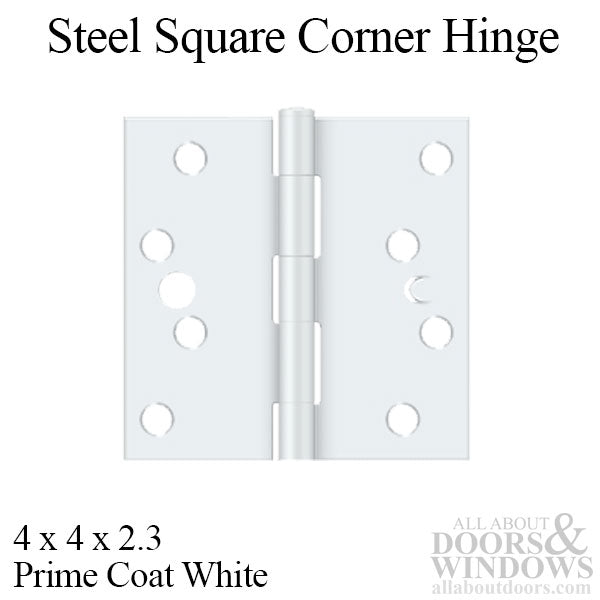 4 x 4 Steel Square Corner Residential Hinge, Pair, With Screws - Choose Color - 4 x 4 Steel Square Corner Residential Hinge, Pair, With Screws - Choose Color