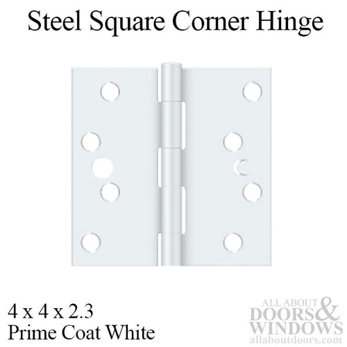 4 x 4 Steel Square Corner Residential Hinge, Pair, With Screws - Choose Color - 4 x 4 Steel Square Corner Residential Hinge, Pair, With Screws - Choose Color