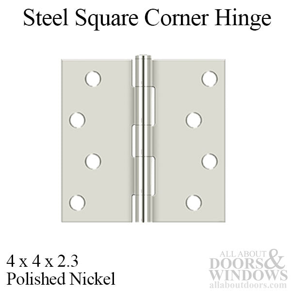4 x 4 Steel Square Corner Residential Hinge, Pair, With Screws - Choose Color - 4 x 4 Steel Square Corner Residential Hinge, Pair, With Screws - Choose Color