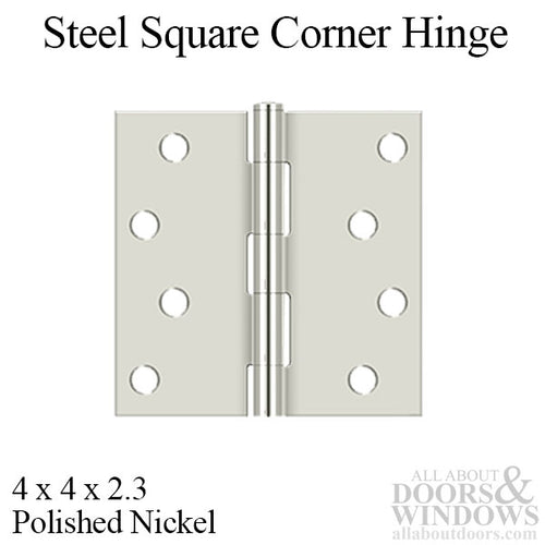 4 x 4 Steel Square Corner Residential Hinge, Pair, With Screws - Choose Color - 4 x 4 Steel Square Corner Residential Hinge, Pair, With Screws - Choose Color