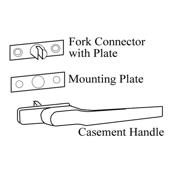 Fork Connector with Plate for Double French Casement Window - Fork Connector with Plate for Double French Casement Window