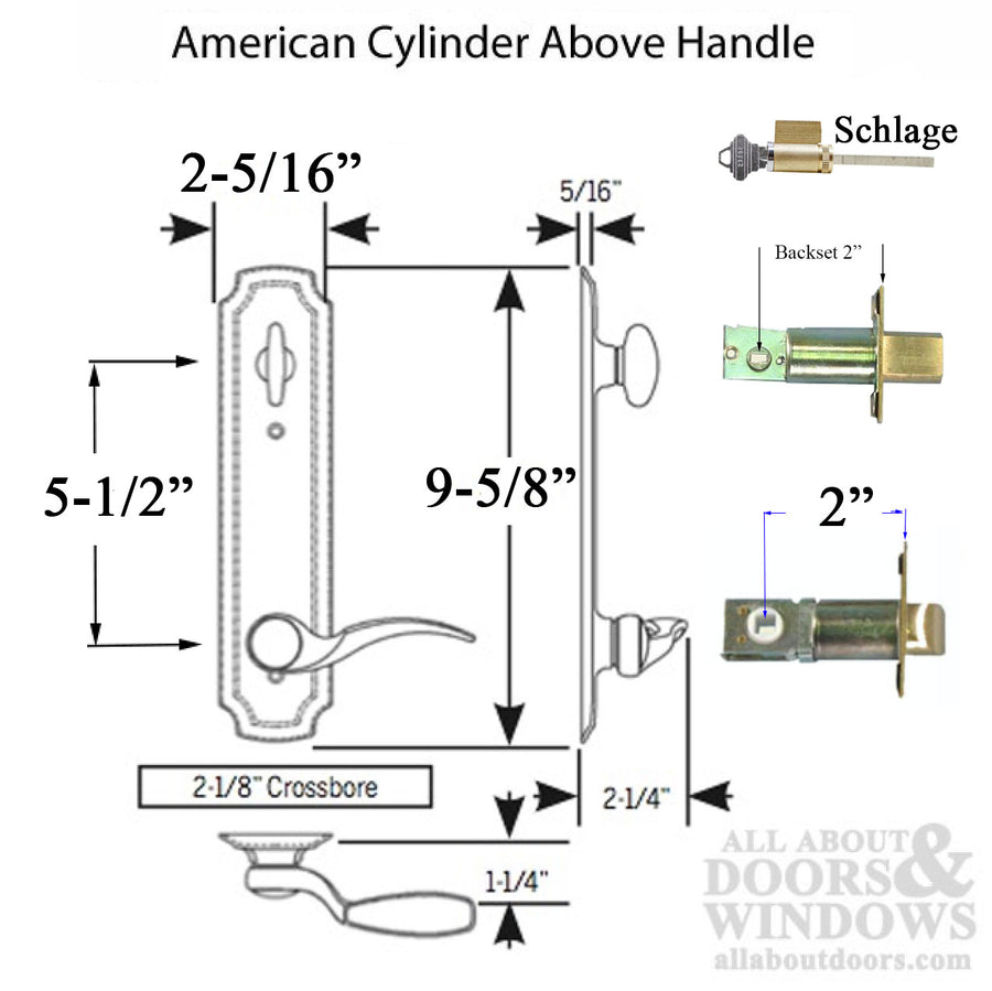 W&F 1200 Series Lock 5-1/2 C-C,  2