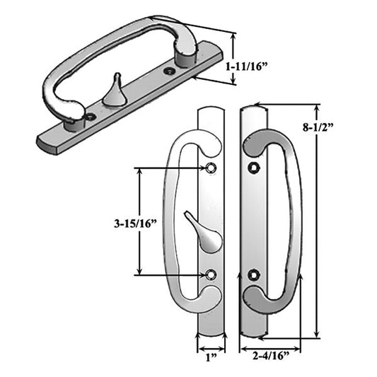 Legacy Glass Sliding Door Handle Set Keyed with Offset Thumbturn Schlage Keyway